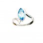 cunning Blue Topaz Silver Blue Ring handmade  L-1in US 5,6,7,8