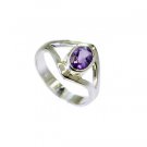 aesthetic Amethyst Silver Purple Ring handmade  L-1in US 5,6,7,8