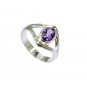 aesthetic Amethyst Silver Purple Ring handmade  L-1in US 5,6,7,8