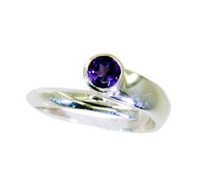 sightly Amethyst Silver Purple Ring gemstones L-1in US 5,6,7,8