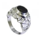 scenicbonny Black onyx Silver Black Ring jewellery L-1in US 5,6,7,8