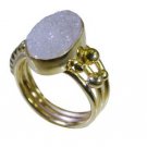 stunning Druzy Gold Plated multi Ring Designer L-1in US 5,6,7,8