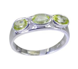 excellent Peridot 925 Sterling Silver Green Ring handmade  L-1in US 5,6,7,8