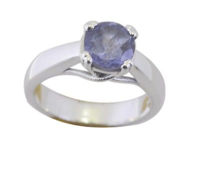 attractive Iolite 925 Sterling Silver Blue Ring gemstone L-1in US 5,6,7,8 Sz 6