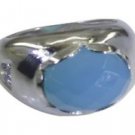admirable Blue Chalcedany 925 sterling silver Blue  Ring jewelry L-1.2in US 5,6,