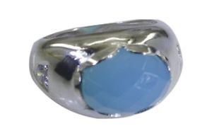 admirable Blue Chalcedany 925 sterling silver Blue  Ring jewelry L-1.2in US 5,6,