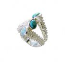 pleasant Turquoise Silver Turquoise Ring indian L-1in US 5,6,7,8
