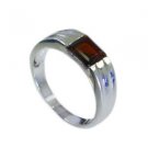 ideal Garnet Silver Red Ring Designer L-1in US 5,6,7,8