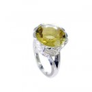 handsome Lemon Quartz Silver Yellow Ring wholesale L-1in US 5,6,7,8