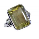 scenicbonny Lemon Quartz Silver Yellow Ring handcrafted L-1in US 5,6,7,8