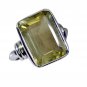 scenicbonny Lemon Quartz Silver Yellow Ring handcrafted L-1in US 5,6,7,8