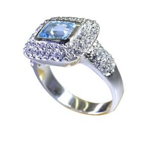 marvelous Blue Topaz 925 Sterling Silver Blue Ring handmade  L-1in US 5,6,7,8