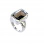 better Smoky Quartz Silver Brown Ring gemstones L-1in US 5,6,7,8