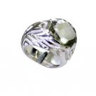 bonny Green Amethyst Silver Green Ring gemstone L-1in US 5,6,7,8
