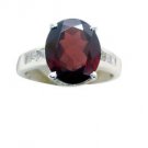 teasing Garnet Silver Red Ring Designer L-1in US 5,6,7,8