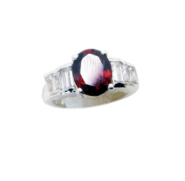 engaging Garnet Silver Red Ring gemstones L-1in US 5,6,7,8