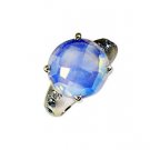 pretty-pretty white Cz Silver White Ring handcrafted L-1in US 5,6,7,8