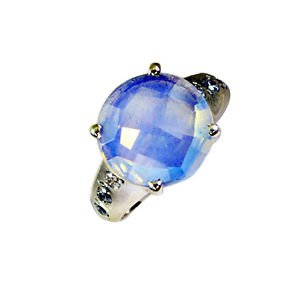 pretty-pretty white Cz Silver White Ring handcrafted L-1in US 5,6,7,8