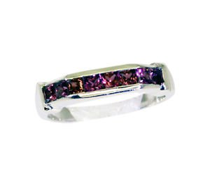 good Garnet Silver Red Ring handcrafted L-1in US 5,6,7,8