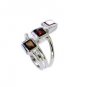 good Garnet Silver Red Ring handcrafted L-1in US 5,6,7,8