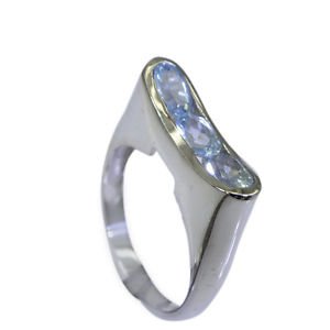 enticing Blue Topaz Silver Blue Ring gemstones L-1in US 5,6,7,8