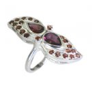 classy Garnet Silver Red Ring Designer L-1in US 5,6,7,8