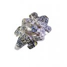 graceful white Cz Silver White Ring handmade  L-1in US 5,6,7,8