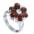 ravishing Garnet Silver Red Ring handcrafted L-1in US 5,6,7,8
