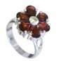 ravishing Garnet Silver Red Ring handcrafted L-1in US 5,6,7,8