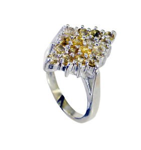adorable Citrine Silver Yellow Ring gemstone L-1in US 5,6,7,8