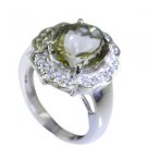 symmetrical Green Amethyst Silver Green Ring handcrafted L-1in US 5,6,7,8