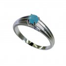 angelic Aqua Chalcedony Silver Blue Ring gemstones L-1in US 5,6,7,8