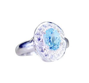 fetching Blue Topaz 925 Sterling  Blue Ring suppiler L-1in US 5,6,7,8