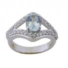 superb Blue Topaz 925 Sterling Silver Blue Ring Designer L-1in US 5,6,7,8