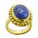 angelic Lapis Lazuli Gold Plated Blue Ring Designer L-1in US 5,6,7,8