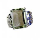 yummy Green Amethyst Silver Green Ring gemstone L-1in US 5,6,7,8