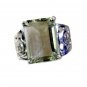 yummy Green Amethyst Silver Green Ring gemstone L-1in US 5,6,7,8