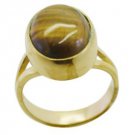 yummy Tiger Eye Gold Plated Brown Ring gemstones L-1in US 5,6,7,8