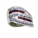 Junoesque Garnet Silver Red Ring suppiler L-1in US 5,6,7,8