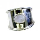 chocolate-box Rainbow Moonstone Silver White Ring supply L-1in US 5,6,7,8
