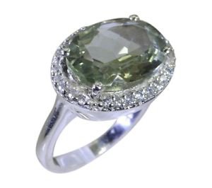 chocolate-box green Amethyst 925 Sterling Silver Green Ring india  L-1in US 5,6,
