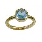 yummy Blue Topaz Cz Gold Plated Blue Ring wholesales L-1in US 5,6,7,8