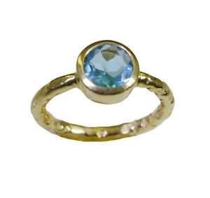 yummy Blue Topaz Cz Gold Plated Blue Ring wholesales L-1in US 5,6,7,8