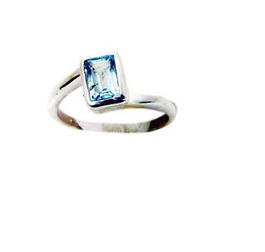 tempting Blue Topaz Silver Blue Ring jewellery L-1in US 5,6,7,8