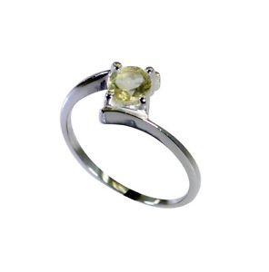 admirable Lemon Quartz Silver Yellow Ring gemstone L-1in US 5,6,7,8
