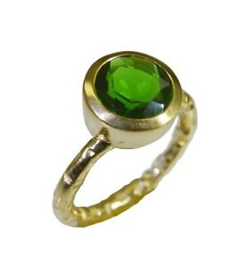 statuesque Emerald CZ  Gold Plated Green Ring indian L-1in US 5,6,7,8
