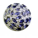 splendiferous Iolite Silver Blue Ring handcrafted L-1in US 5,6,7,8 Sz 8.5