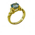 yummy Blue Topaz CZ Copper Blue Ring exporter L-1in US 5,6,7,8