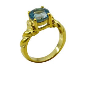 yummy Blue Topaz CZ Copper Blue Ring exporter L-1in US 5,6,7,8