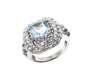 sexy Blue Topaz  925 Sterling Silver Blue Ring gemstones L-1.5 US